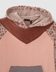 Girls’ pink leopard motif sweatshirt dress-3