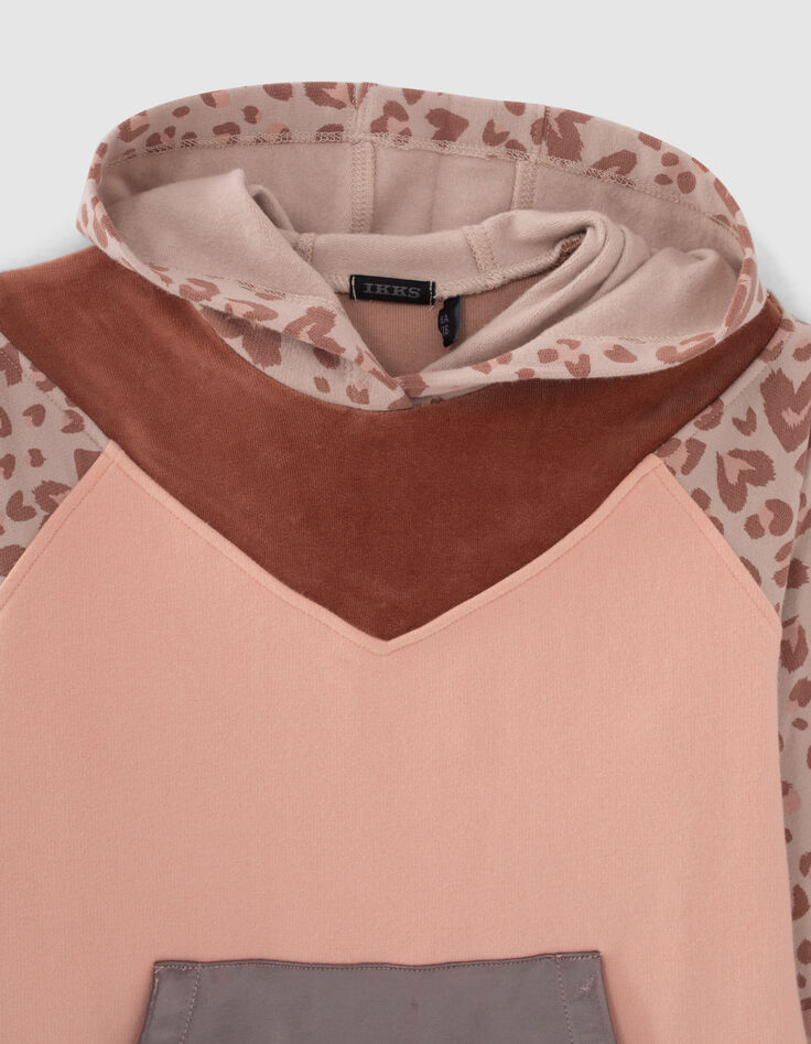 Girls’ pink leopard motif sweatshirt dress-3
