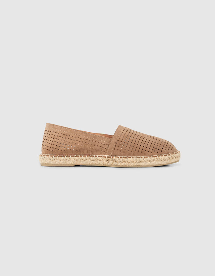Espadrilles beige cuir velours perfor&eacute; Homme-1