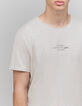 T-shirt gris chin&eacute; clair upcycl&eacute; print message Homme-4