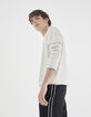 Pull off white tricot fin slub Homme-3