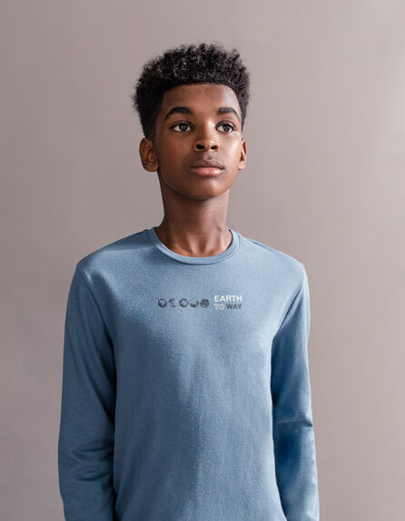 Camiseta tormenta algodón ecológico motivo en espalda niño