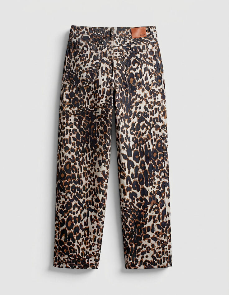 Jean droit marron &agrave; motif l&eacute;opard Anders Femme-8