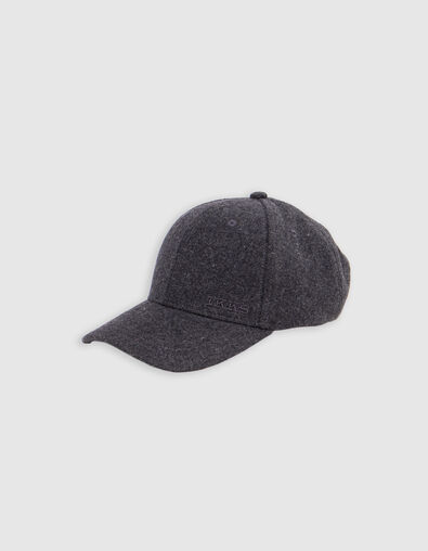 Anthracite wool cap with embroidered logo for men - IKKS