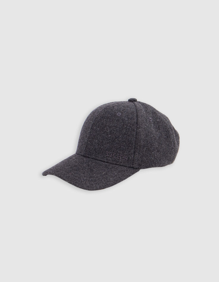 Anthracite wool cap with embroidered logo for men-1