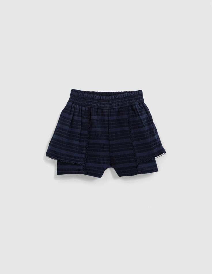 Shorts azul marino rayas bebé niña-1