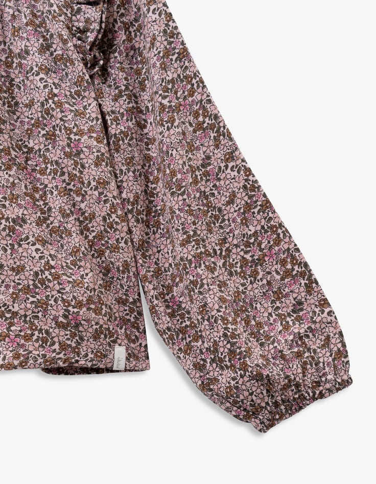 Blouse rose imprimé fleurs d'automne fille-7 Blouse rose imprimé fleurs d'automne fille-7