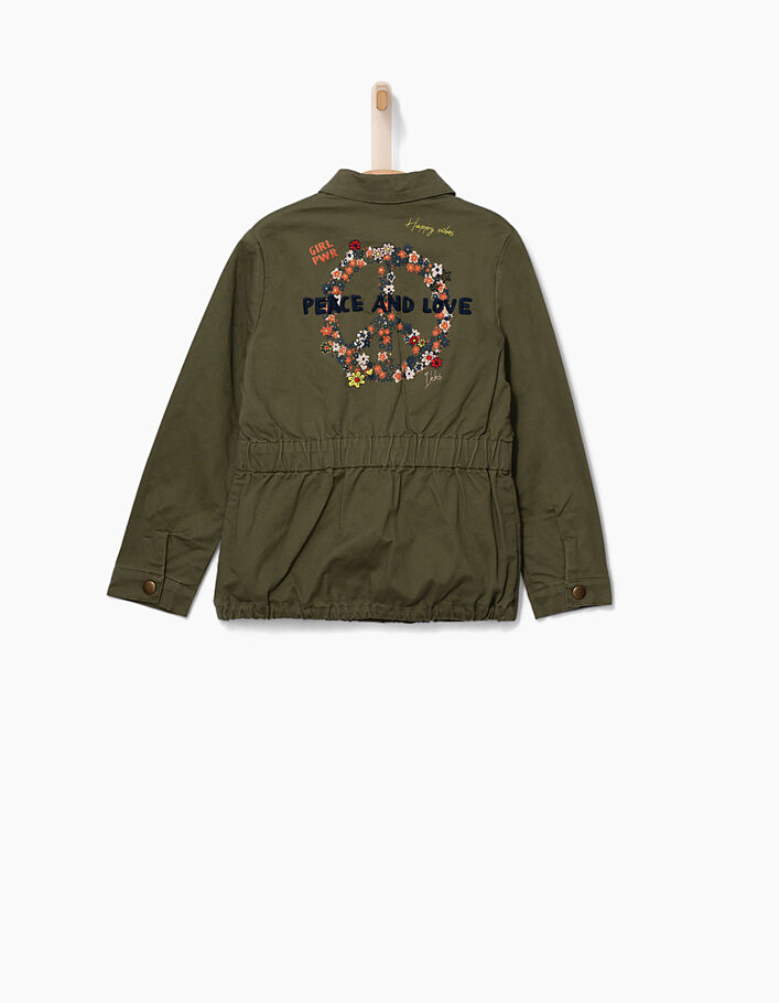 Girls’ khaki safari jacket, Peace & Love back - IKKS