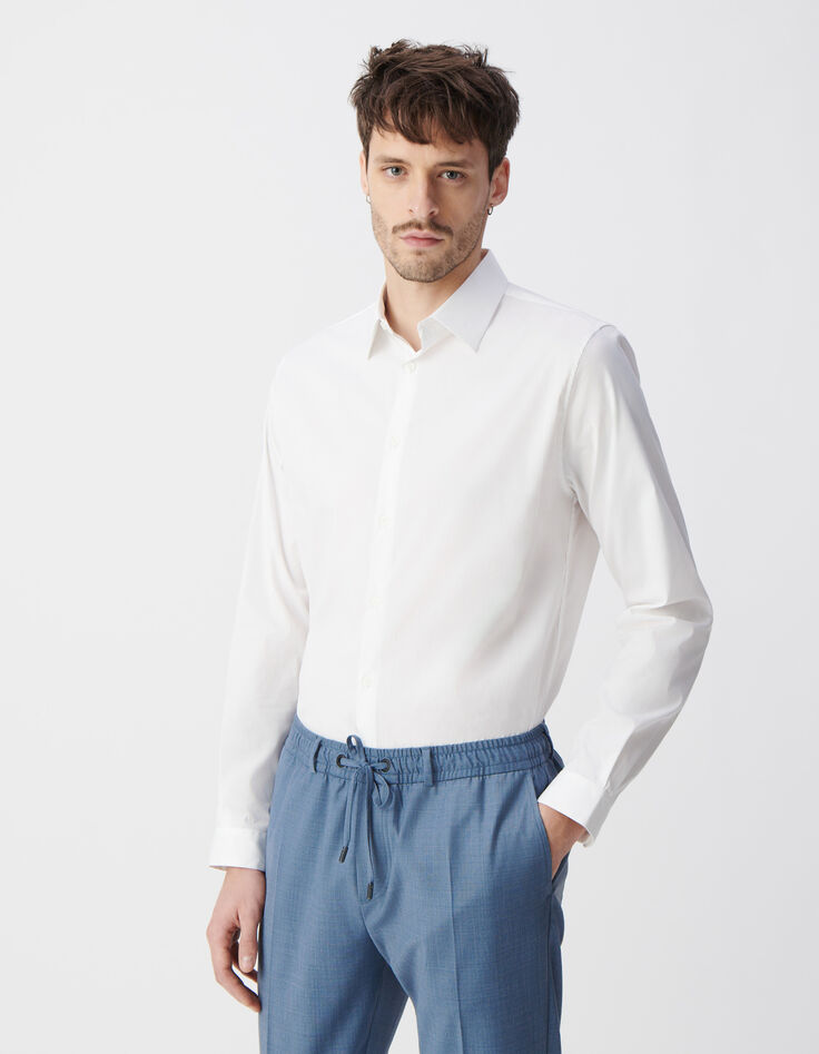 Chemise SLIM blanche en popeline Homme-2