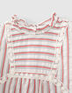 Blouse écrue mini me à rayures rouges et noires fille -2