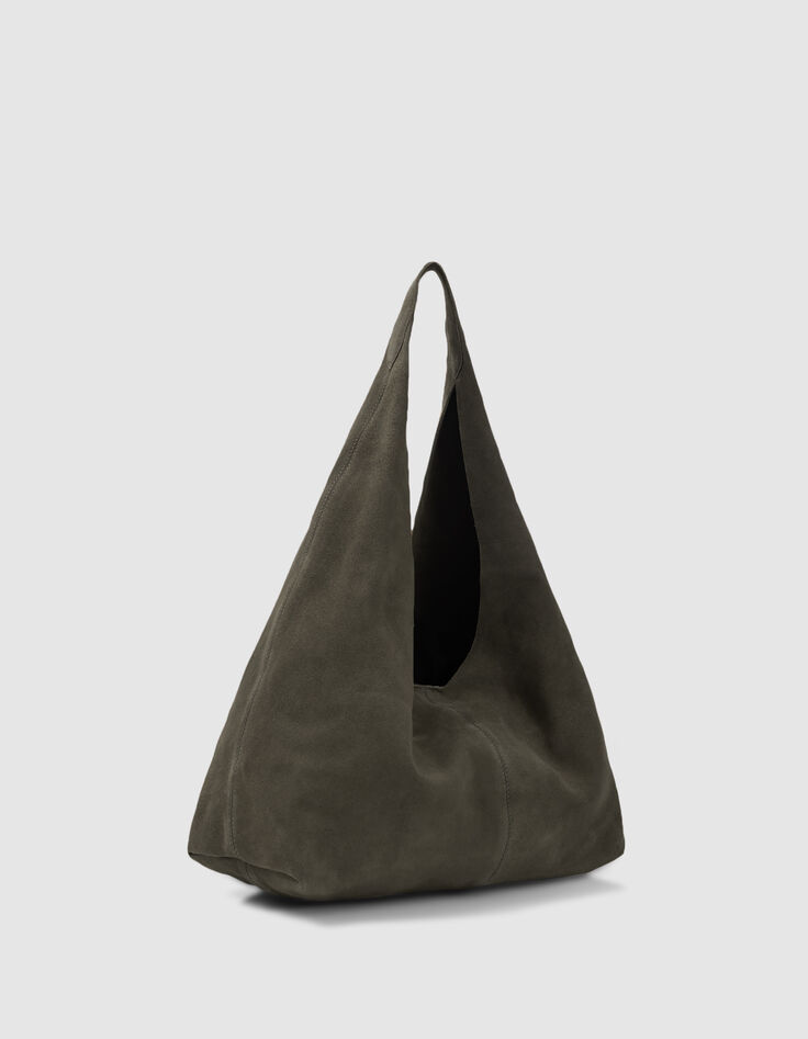 Khaki suede Hobo bag-3