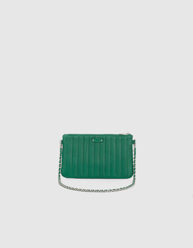 Women’s green quilted leather 111 clutch bag - IKKS