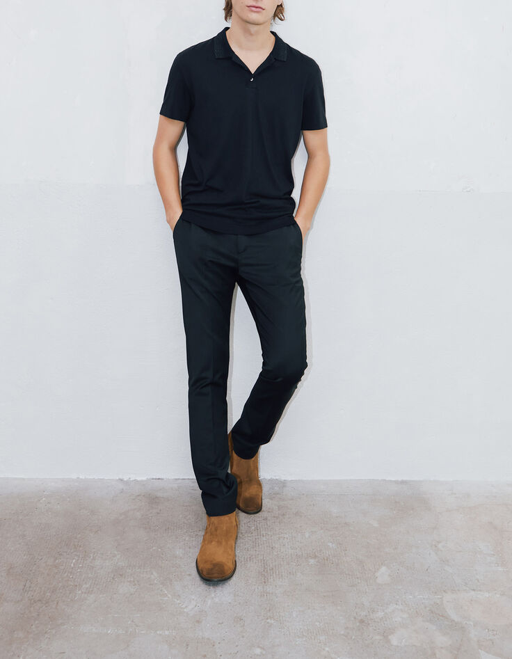 Pure Edition &ndash; schwarzes Herrenpoloshirt mit Lurexstreifen-2