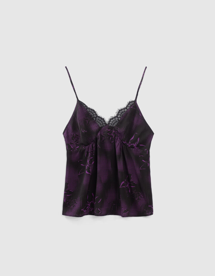 Women’s black dandy flower print lingerie-style top-6