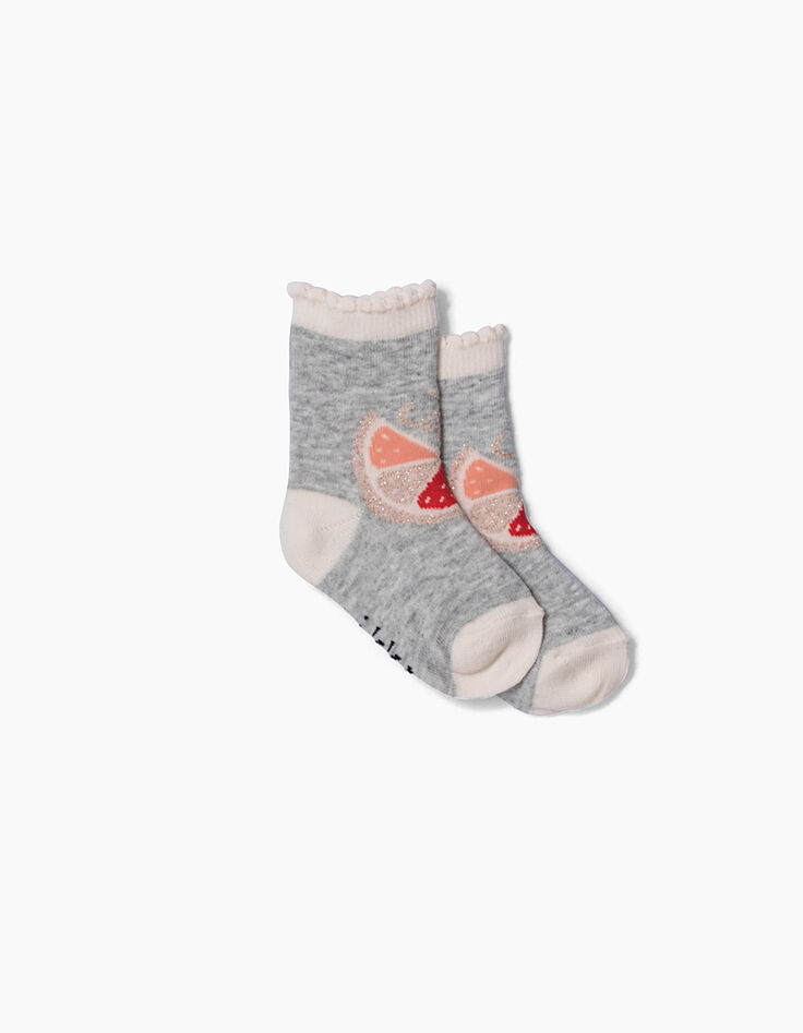 Puderrosa und graue Socken für Babymädchen-3 Puderrosa und graue Socken für Babymädchen-3