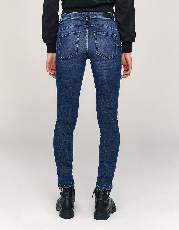 Blauwe slim jeans regular waist, sculpt up, piercing dames - IKKS