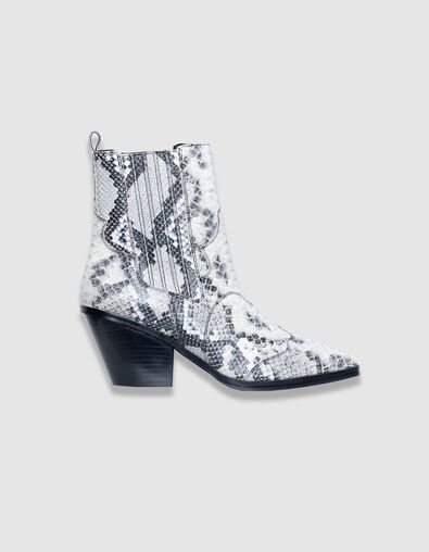 Chelsea boots santiags blanches cuir effet python Femme - IKKS
