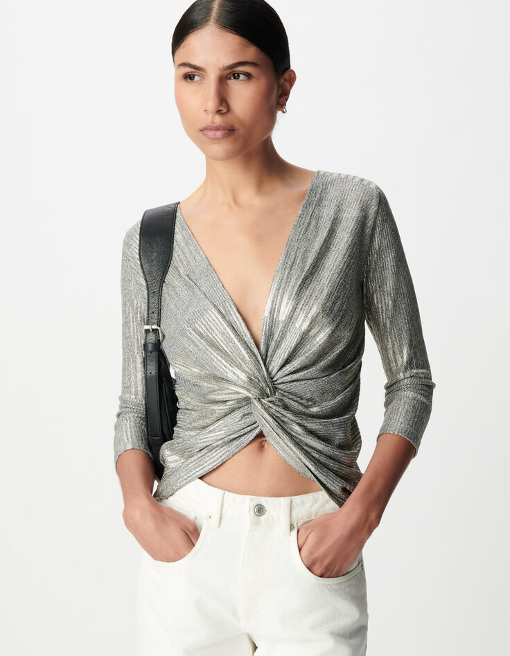 Dames Gebreid T-shirt met vaste rugknoop-2