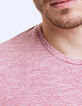 Tee-shirt framboise à fines rayures Homme-2