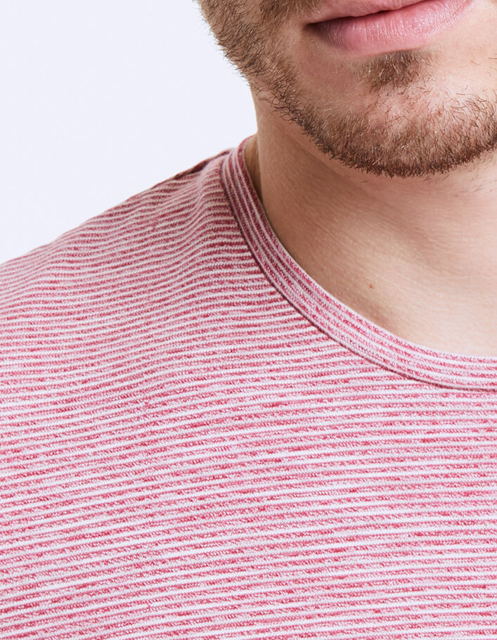 Camiseta frambuesa finas rayas mezcladas Hombre - IKKS