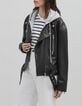 Veste cuir noir esprit motard chevrons clous Femme-8 Veste cuir noir esprit motard chevrons clous Femme-8