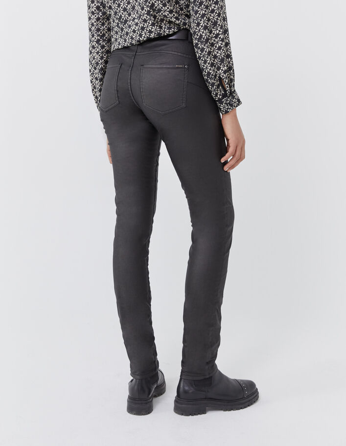 Jean slim noir enduit sculpt up mid waist zip poches femme-3
