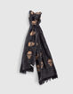 Chèche coton laine jacquard motif têtes de mort femme-1