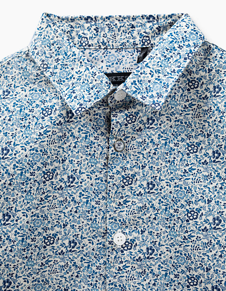 Boy’s ultramarine Liberty flower fabric shirt-2