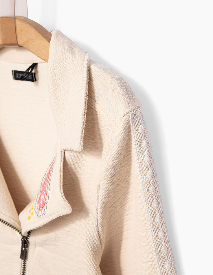 Girls' light beige biker-style cardigan-6