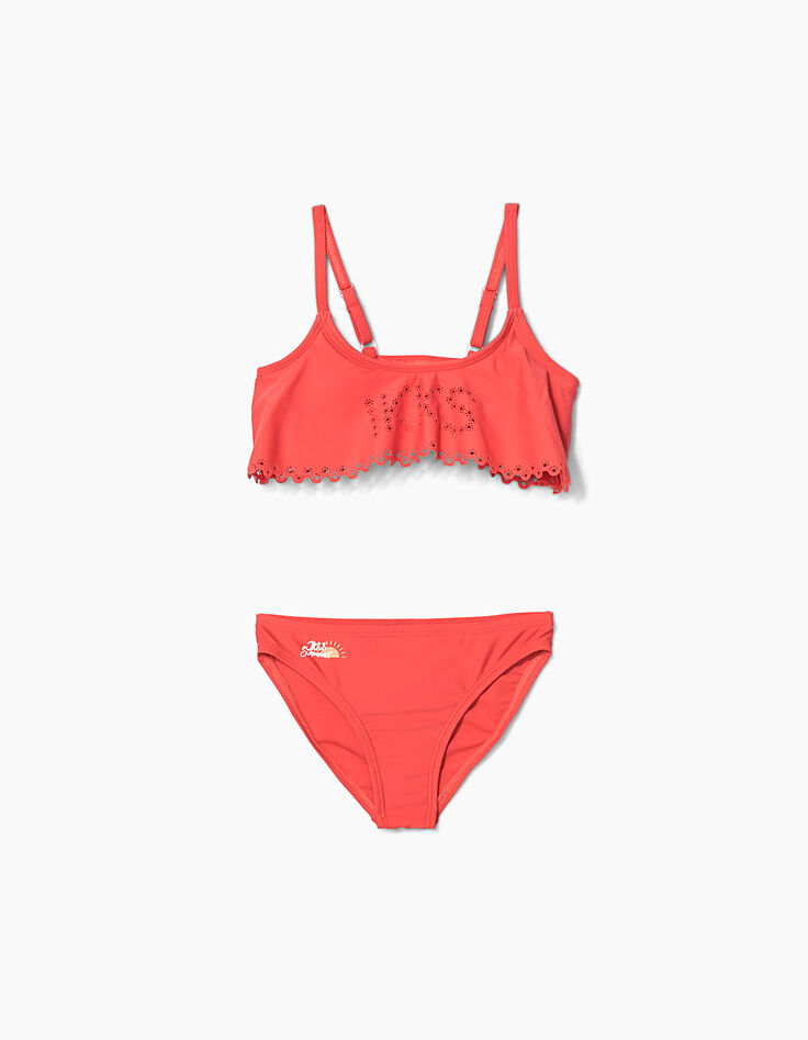 Bañador 2 piezas naranja oscuro niña -1