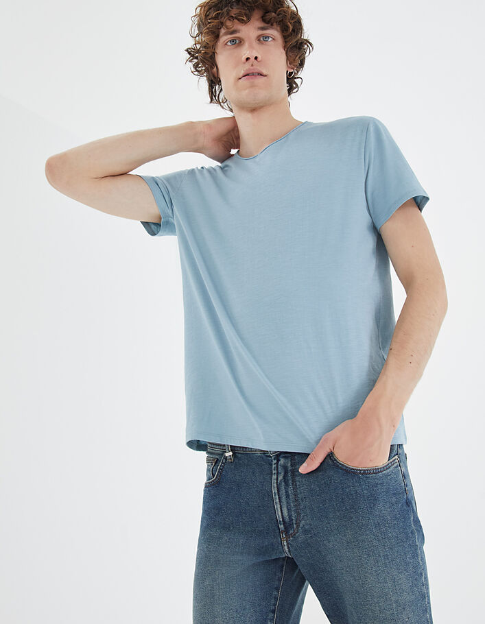 Ice Blue Herren-T-Shirt Essentiel mit V-Ausschnitt - IKKS