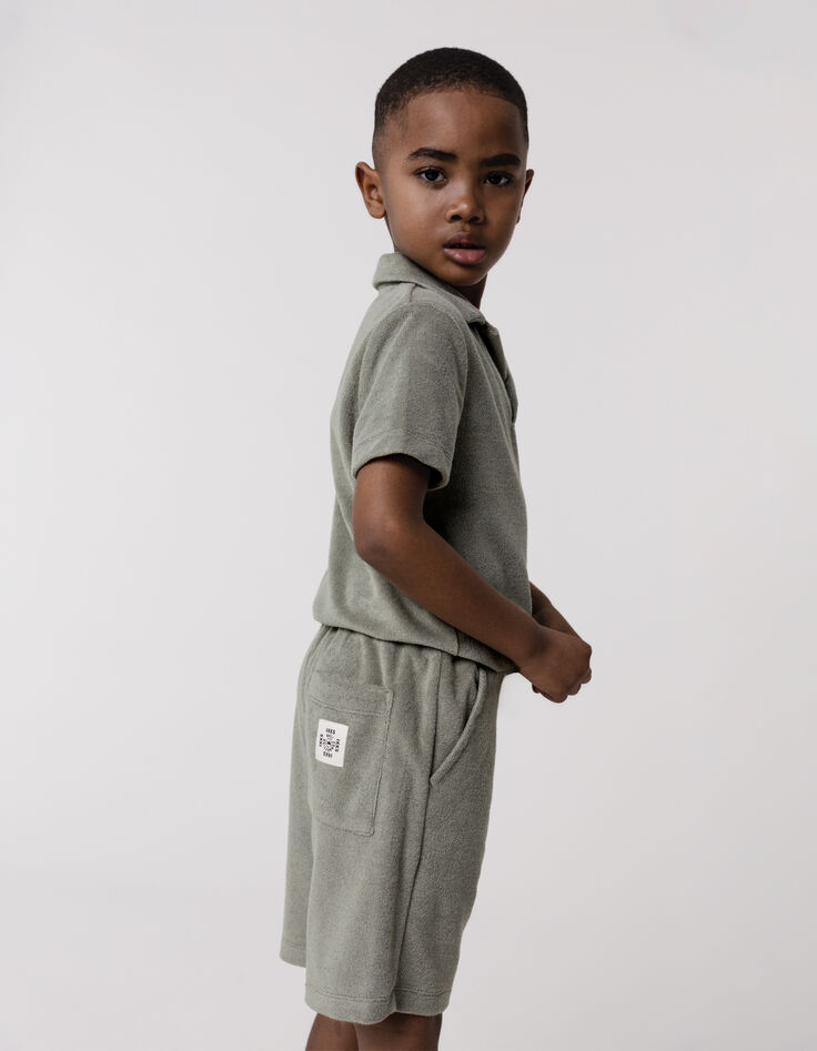 Khaki Jungenbermudas aus Frottee-4