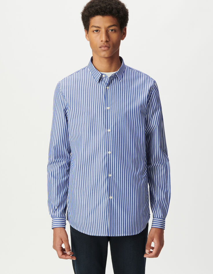 Marineblau gestreiftes REGULAR Hemd für Herren-4 Marineblau gestreiftes REGULAR Hemd für Herren-4