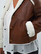 Manteau cognac façon peau retournée I.Code-4