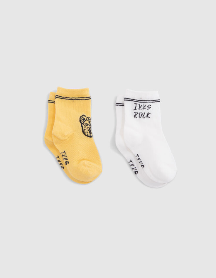 Calcetines amarillo y blanco bebé niño-2