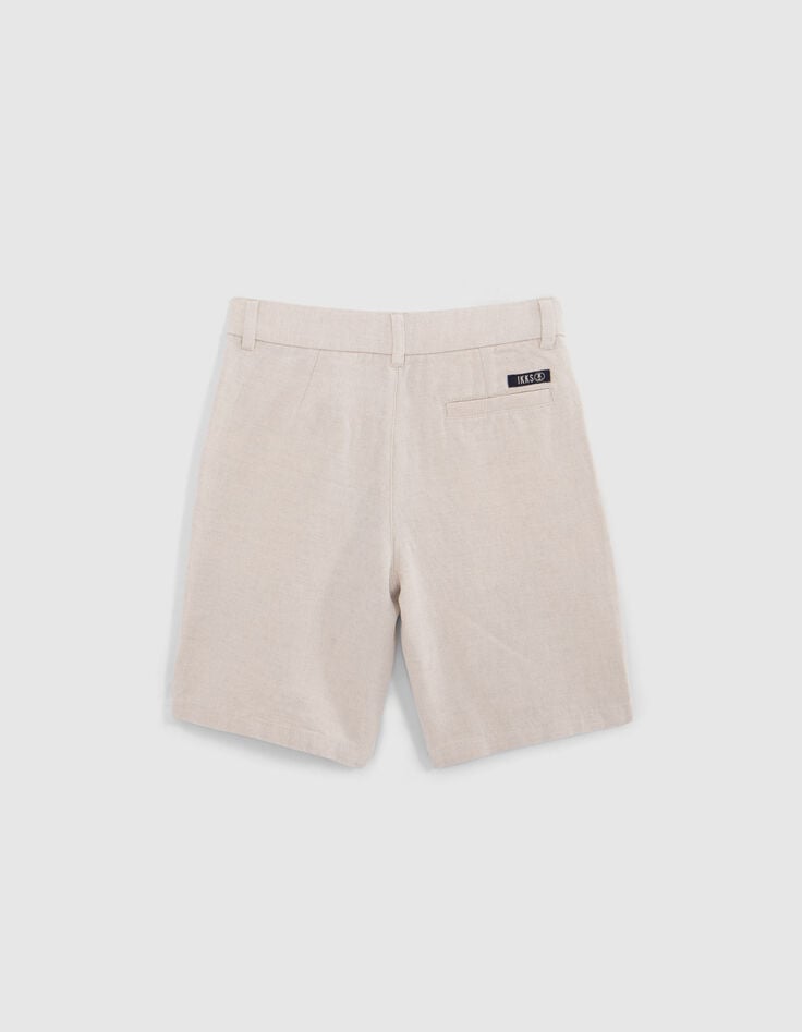 Bermuda beige coton lin garçon-4