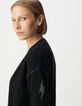Women's black knitted cardigan with star pattern sleeve-4