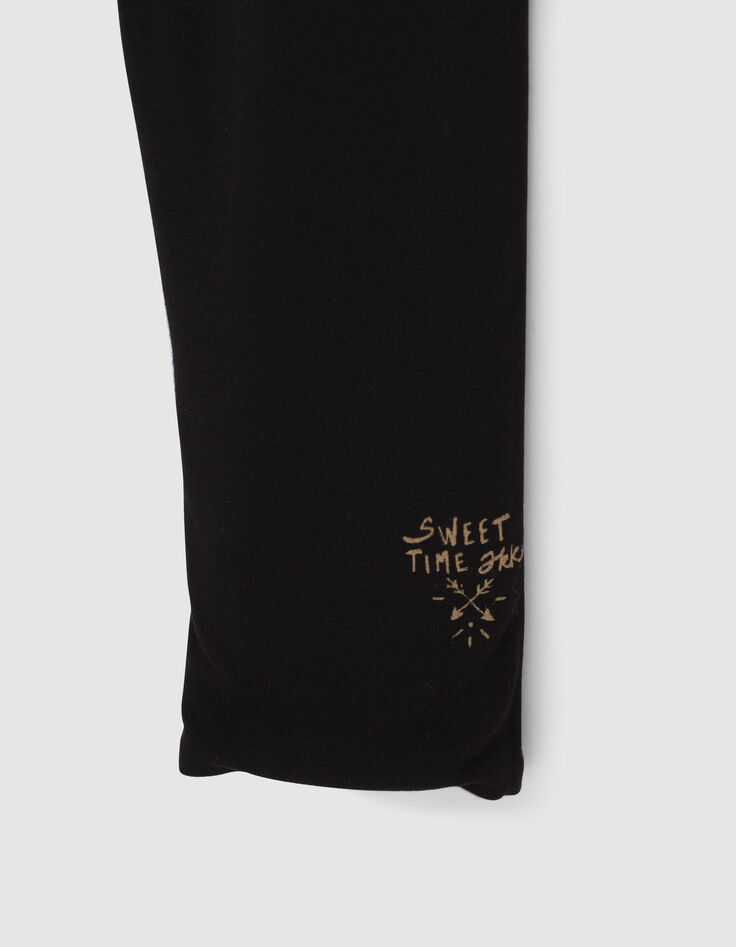 Omkeerbare legging zwart en grafische print meisjes-7