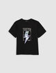 T-shirt noir motif éclair lenticulaire garçon-4