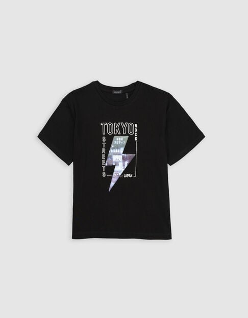 T-shirt noir motif éclair lenticulaire garçon - IKKS