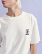 Wit T-shirt met borduursel Heren-8