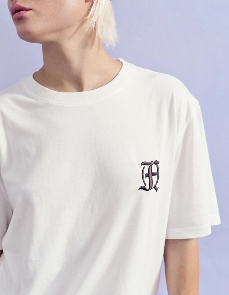 Wit T-shirt met borduursel Heren-8