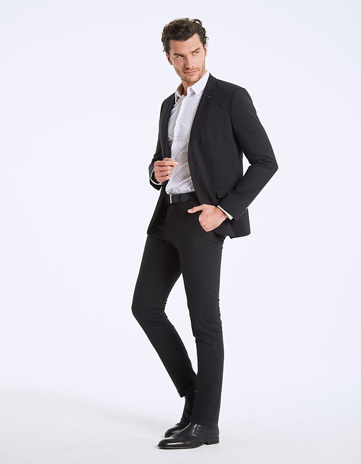 Chemise slim blanc cassé mini bicolore Homme-6