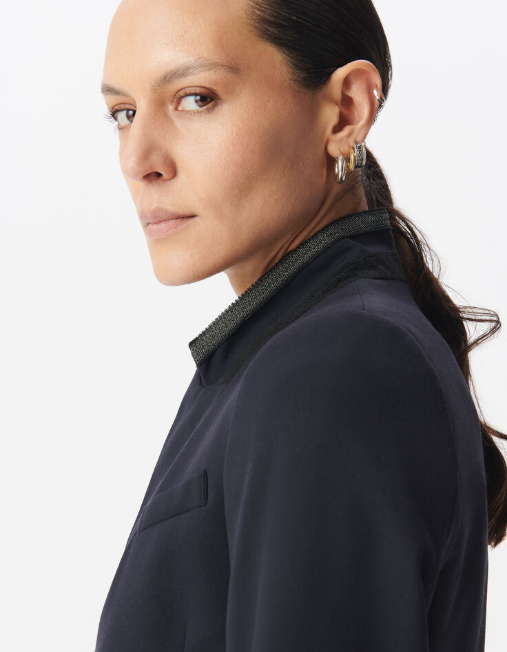 Women’s navy suit jacket with decorative braid-4