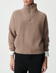 Jersey camionero beige punto acanalado mujer-4