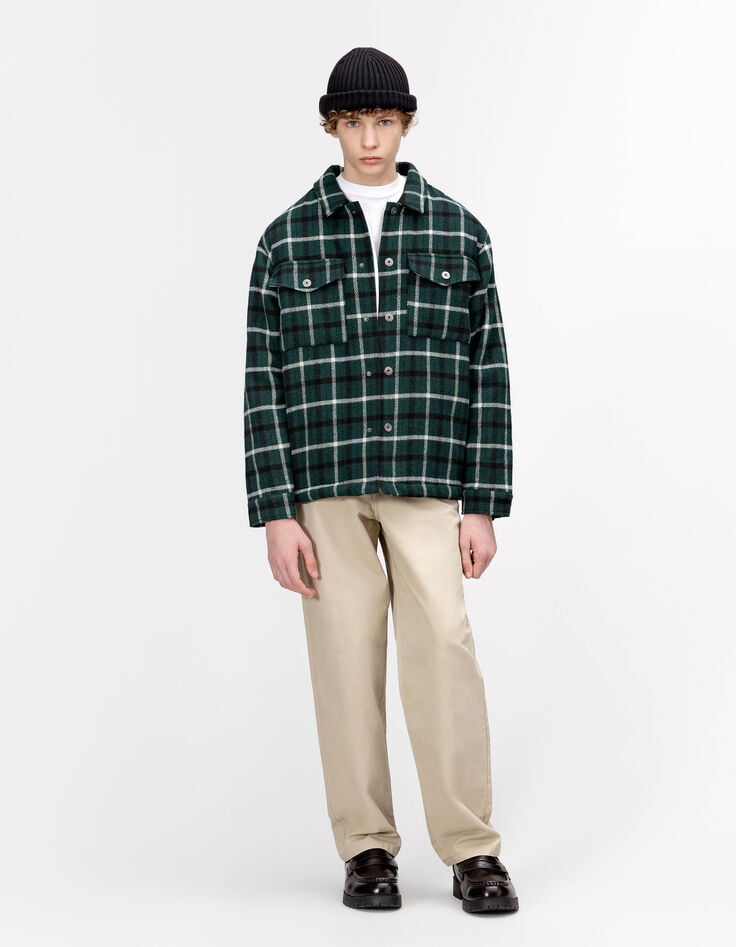 Blouson surchemise à carreaux vert fourré garçon-7 Blouson surchemise à carreaux vert fourré garçon-7