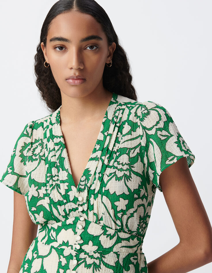 Robe verte imprimé maxi tropical Femme-4