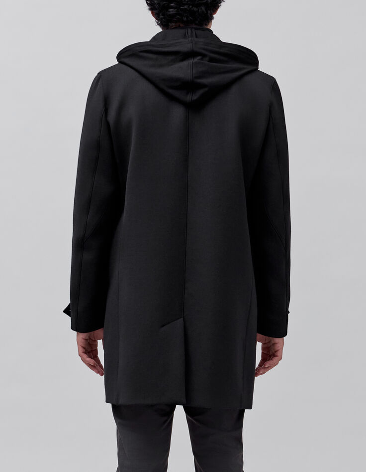 Men&rsquo;s black trench coat with detachable hood facing-3