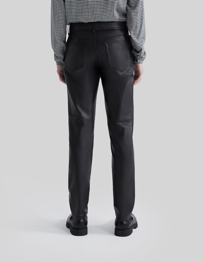 Men’s black Chrome-free leather Pure Edition SLIM trousers - IKKS