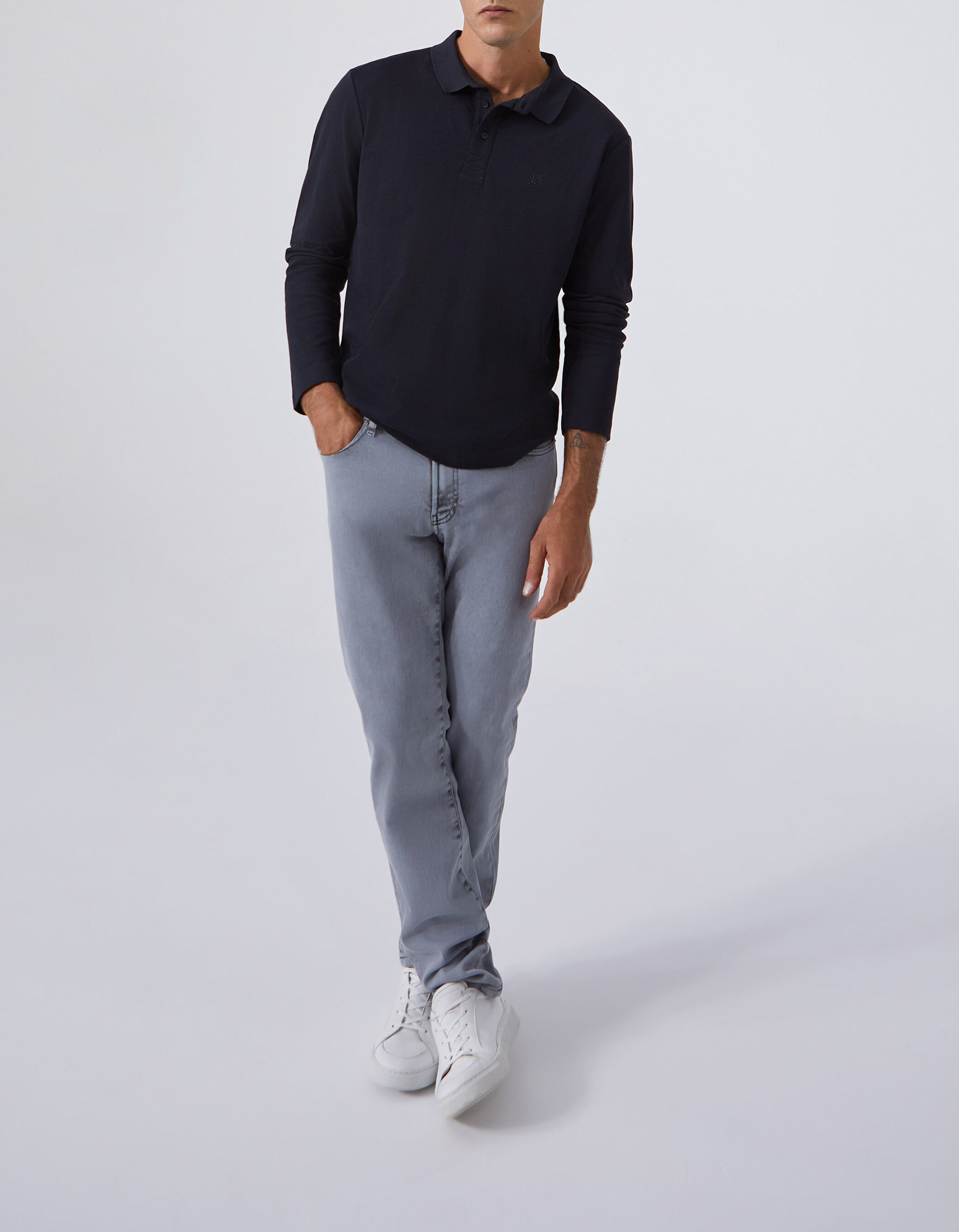 Polo noir manche longue homme best sale